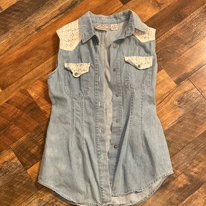 Justin Allen Chemise button down jean tank size medium